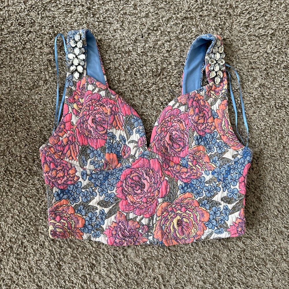 Cropped bedazzled Zara top